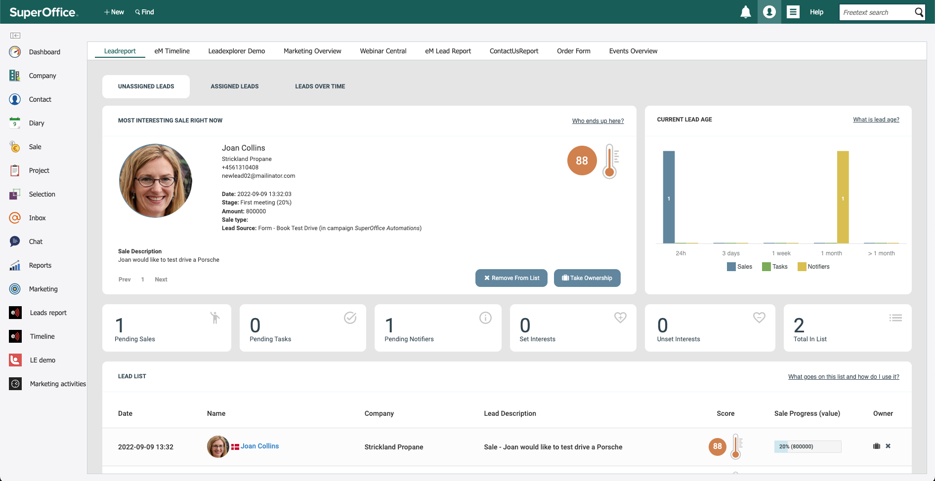 Lead Report listing contacts not yet in SuperOffice