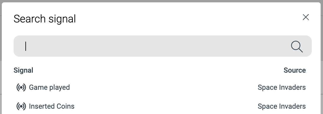 signal categories shown under the selected adapter